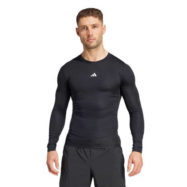 Encontraproduto.com.br - Camiseta Manga Longa Techfit Compression Adidas Treino Masculina - Preta