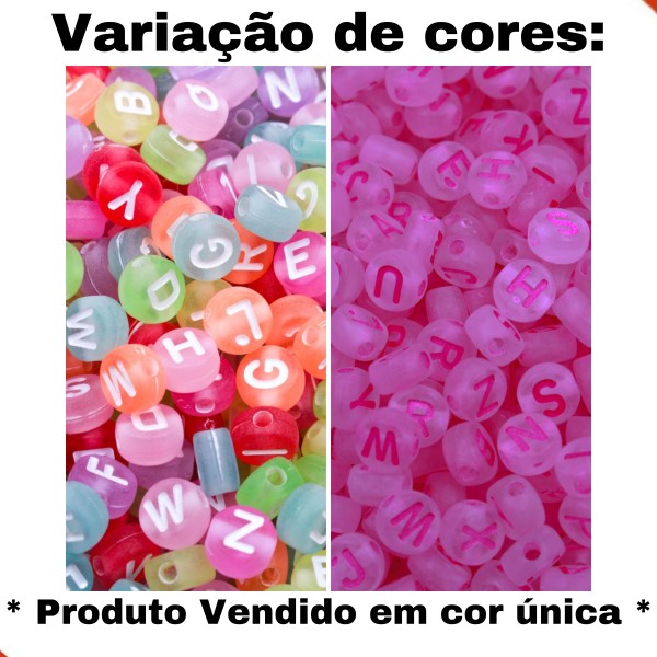 Encontraproduto.com.br - MIÇANGA ENTREMEIO TRANSLUCIDO REDONDO COM LETRA 07MM EM PLASTICO COM 500GR