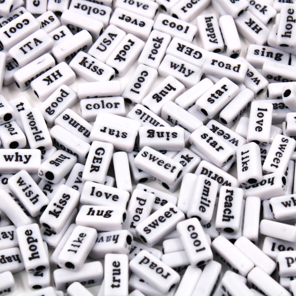 Encontraproduto.com.br - ENTREMEIO RETANGULAR PALAVRAS 08X15MM EM PLASTICO COM 500GR