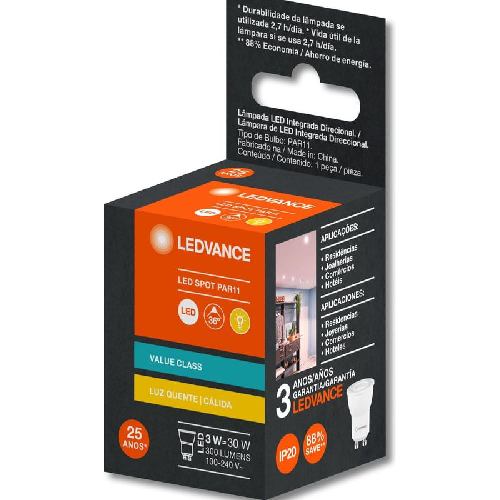 Encontraproduto.com.br - Lâmpada Led Par11 3w 2700K Bivolt 36G G4 Ledvance