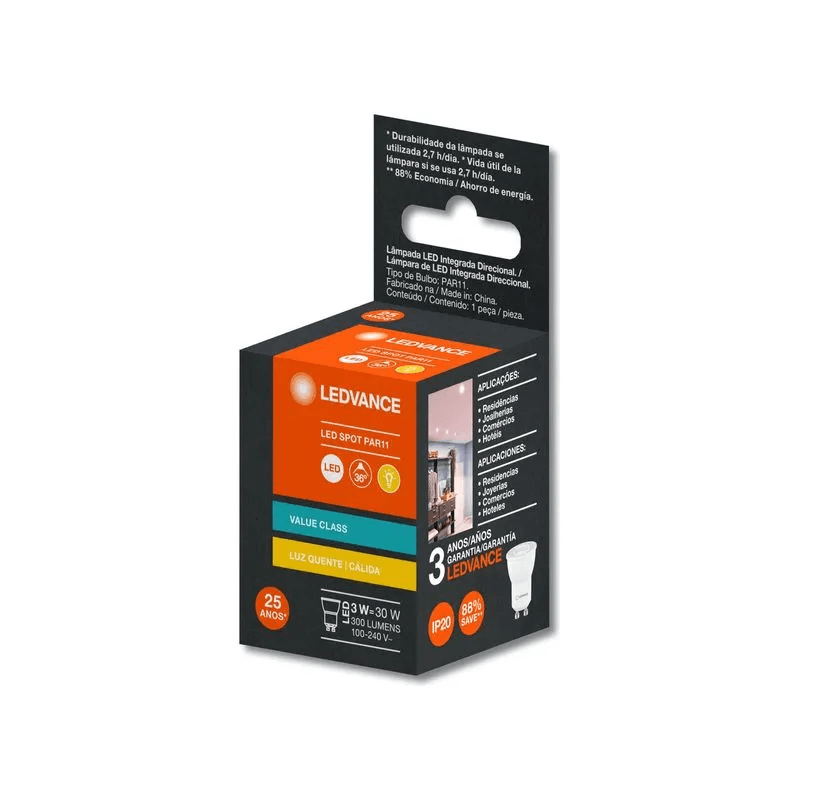 Encontraproduto.com.br - Lâmpada Led Par11 3w 2700K Bivolt 36G G4 Ledvance