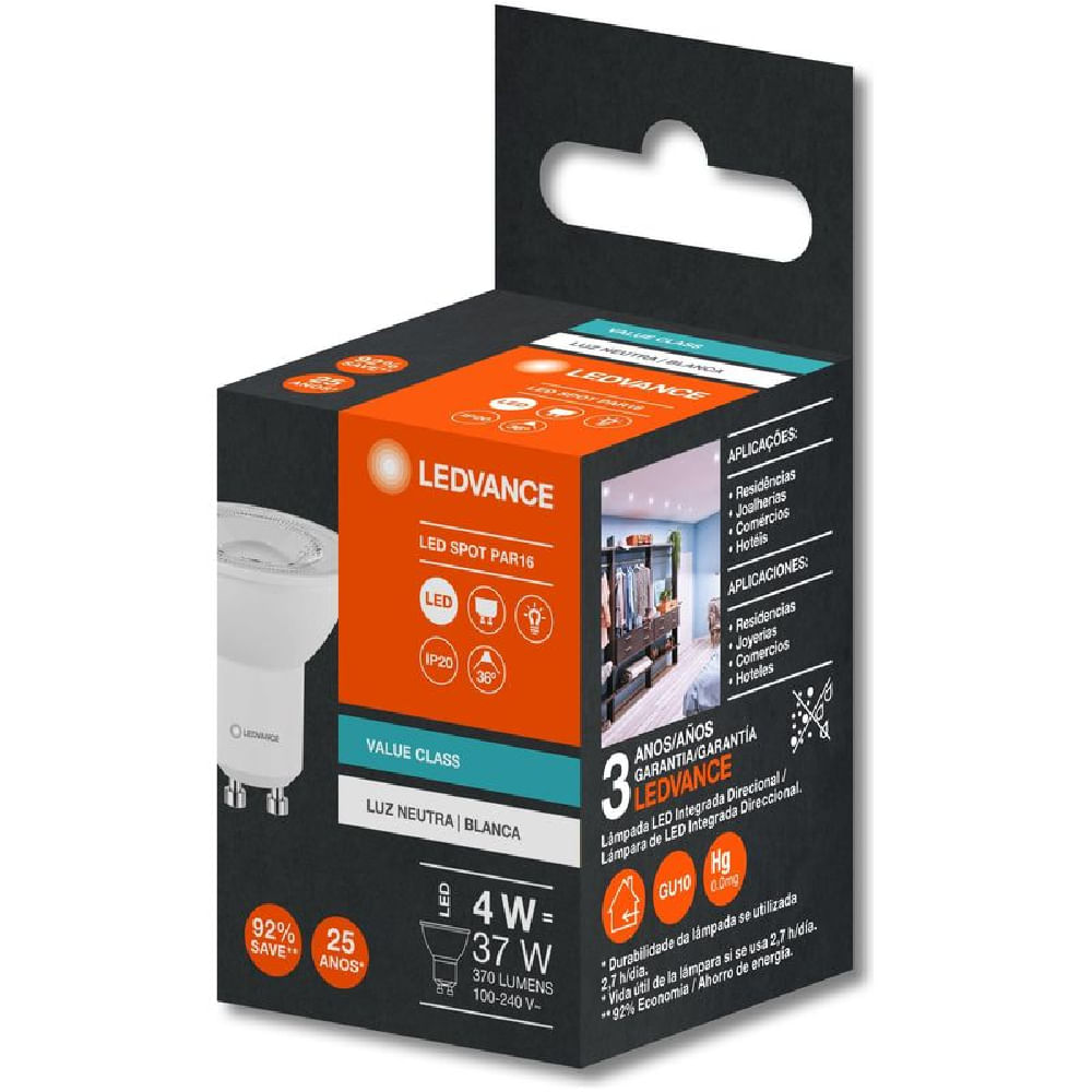 Encontraproduto.com.br - Lâmpada Led Par16 4w 36A Bivolt 4000K G4 Ledvance