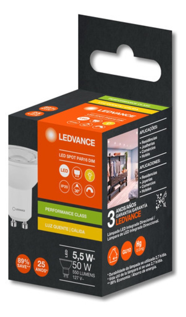 Encontraproduto.com.br - Lâmpada Led Par16 Dim 5.5W 2700K G4 Ledvance
