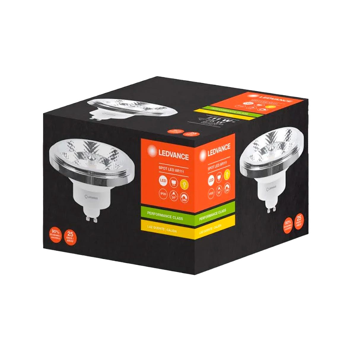 Encontraproduto.com.br - Lâmpada LED AR111 10W Bivolt 2700K Branco Quente 950 Lúmens 24° 7020031 G3 Ledvance