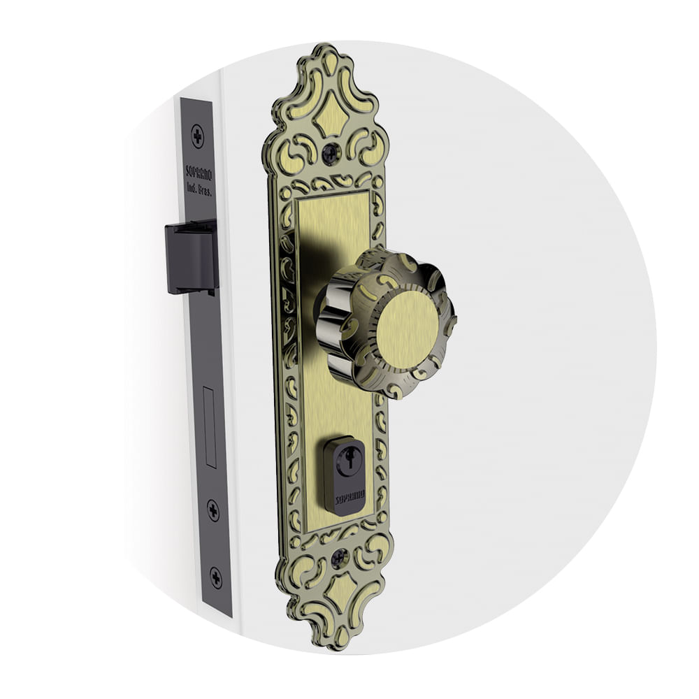 Fechadura Externa Viena Colonial Aço Soprano