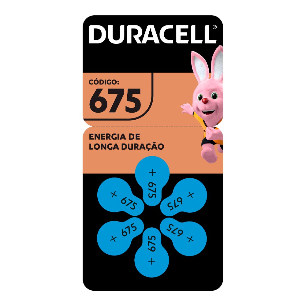 Encontraproduto.com.br - Pilhal Auditiva Duracell 675 com 6 unidades