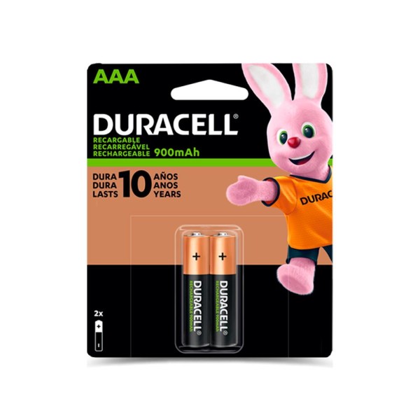 Encontraproduto.com.br - Pilha Recarregavel Duracell AAA 900mAh com 2 Unidades Preta