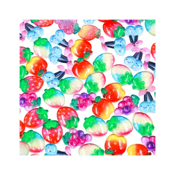 Encontraproduto.com.br - APLIQUE FRUTAS 25X18MM EM RESINA COM 200 PEÇAS