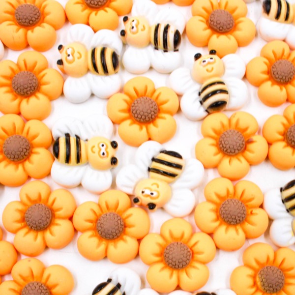 Encontraproduto.com.br - APLIQUE ABELHA E FLOR 15MM EM RESINA COM 200 PEÇAS