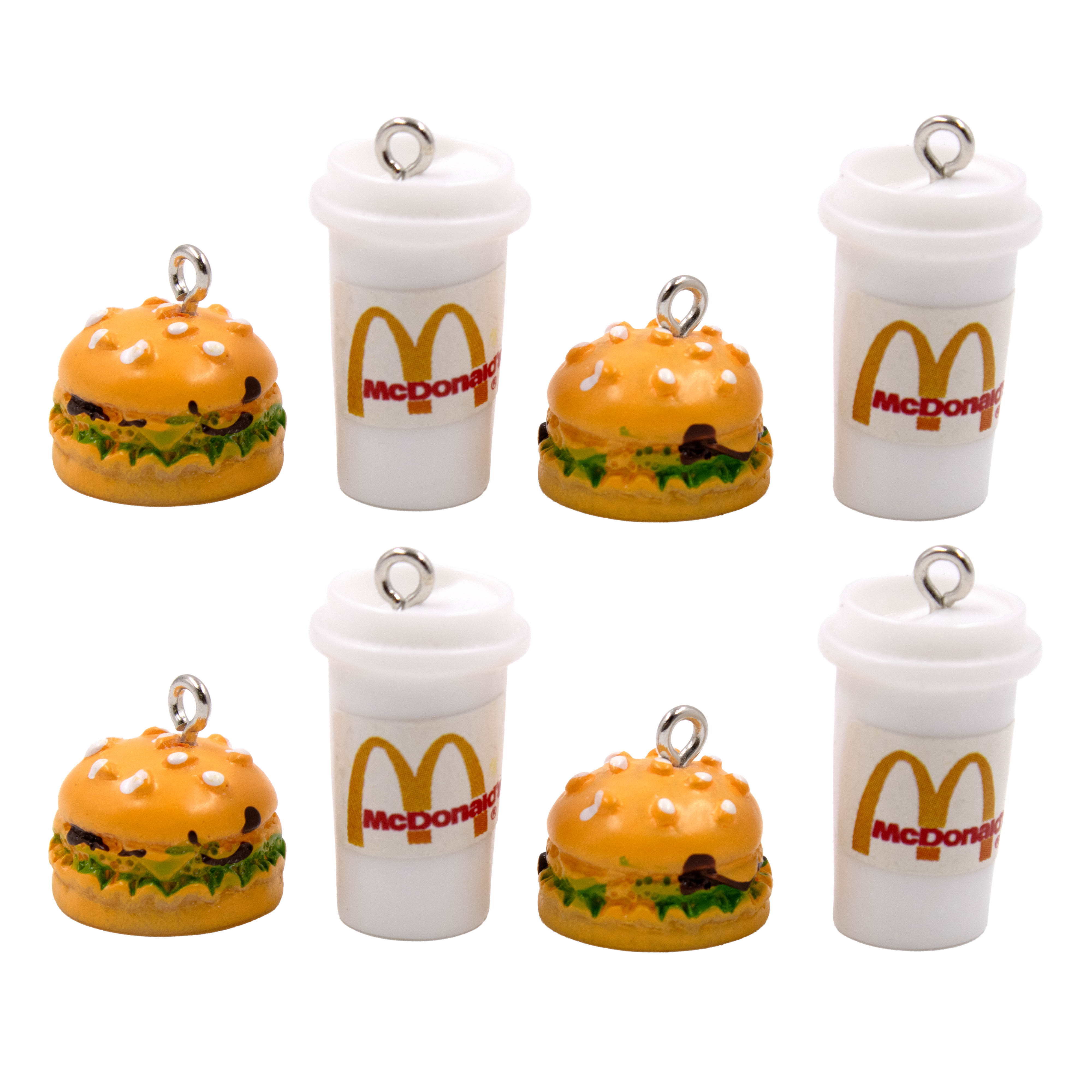 Encontraproduto.com.br - PINGENTE LANCHE E BEBIDA 15MM EM RESINA COM 50 PEÇAS