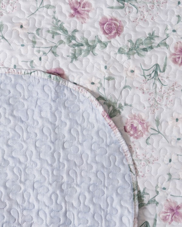 Encontraproduto.com.br - ​Colcha Queen  Andreza Matelassê Viés Floral Azul