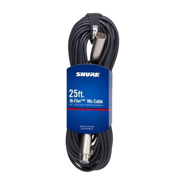 Cabo microfone XLR fêmea XLR macho 7,5m Hi flex C25J Shure
