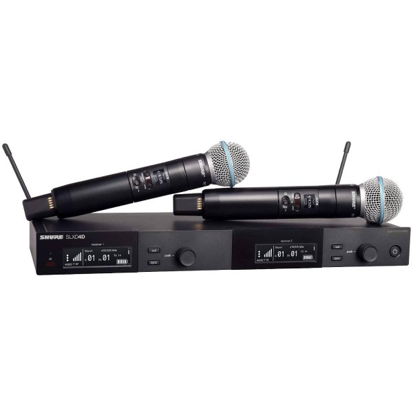 Encontraproduto.com.br - Microfones Sem Fio Duplo de Mão SLXD-24DBR/B58 L55 - Shure