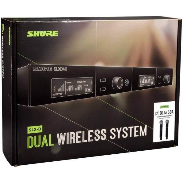 Encontraproduto.com.br - Microfones Sem Fio Duplo de Mão SLXD-24DBR/B58 L55 - Shure