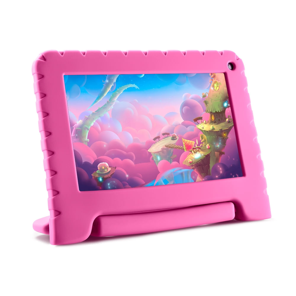 Encontraproduto.com.br - Tablet Multilaser Kid Pad com Controle Parental 32GB + Tela 7 pol + Case + Wi-fi + Android 11 Quad Core - Rosa - NB379OUT [Reembalado]