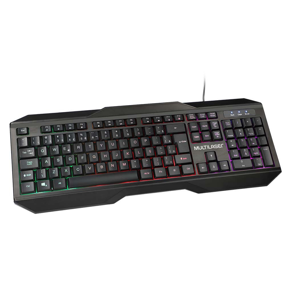 Encontraproduto.com.br - Teclado e Mouse Gamer Multilaser 2400DPI com Fio LED - TC239X [Reembalado]