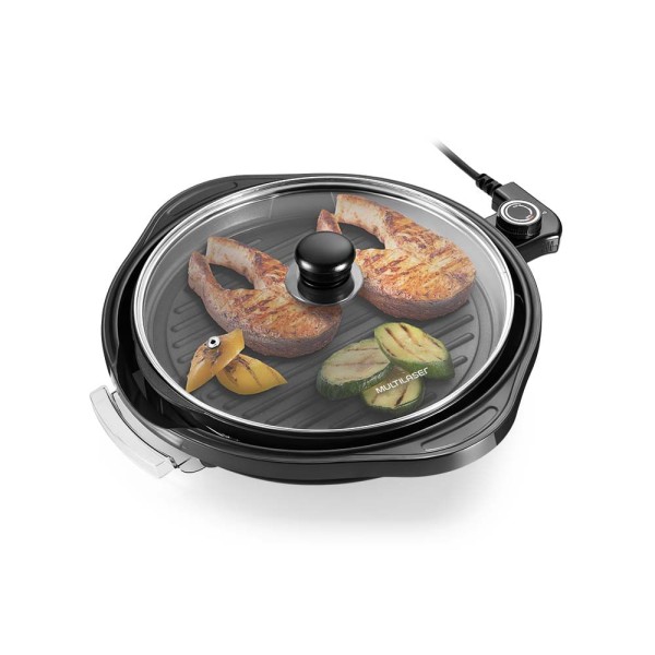 Encontraproduto.com.br - Panela Grill 30cm Com Grelha Antiaderente 1200w  220v Preto Multilaser - CE054X [Reembalado]