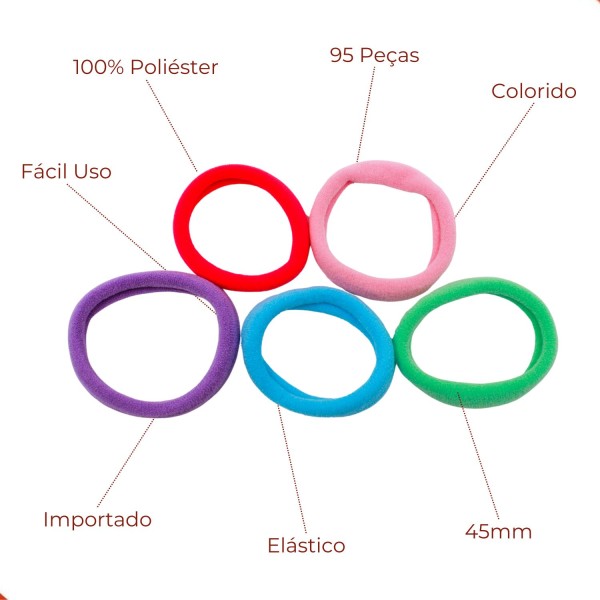 Encontraproduto.com.br - ELASTICO PARA CABELO 45MM COM 100 PEÇAS