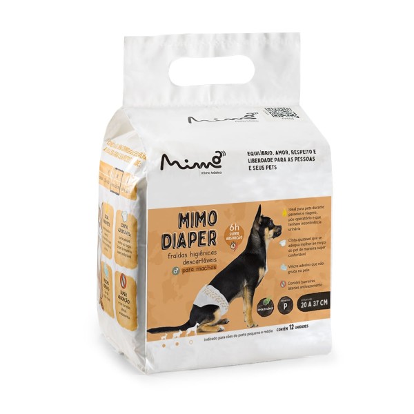 Encontraproduto.com.br - Fralda Higiênica Descartável Diaper Macho P 12pcs Branca Mimo - PP005OUT [Reembalado]