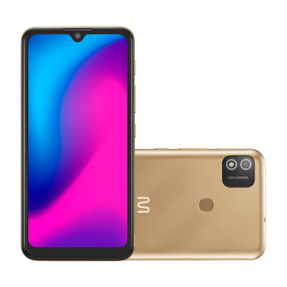 Encontraproduto.com.br - Smartphone Multilaser G 2 4G 32GB  Tela HD 6.1 pol. Dual Chip 2GB RAM Câmera 8MP + 5MP Android 11 - Dourado - P9155OUT [Reembalado]