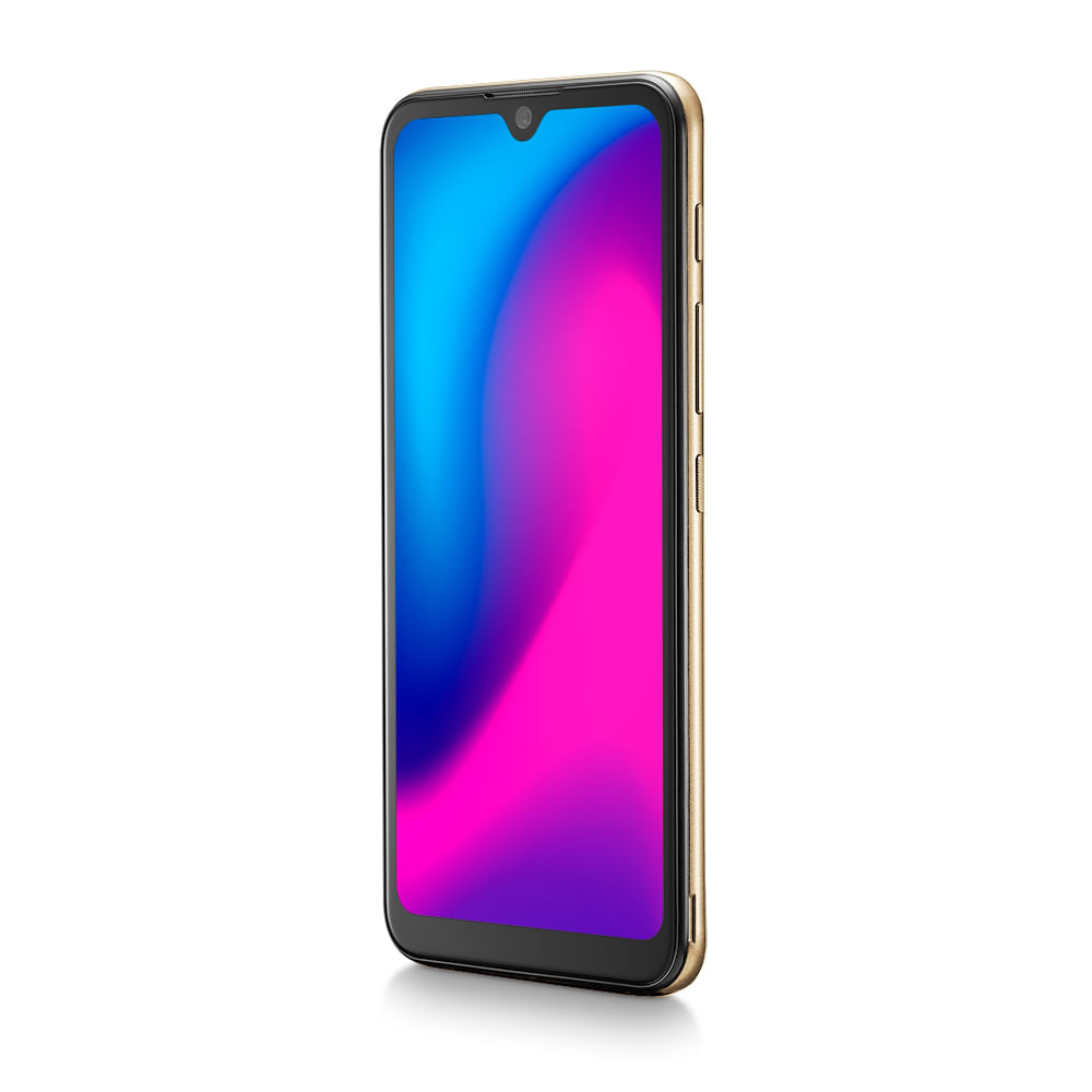 Encontraproduto.com.br - Smartphone Multilaser G 2 4G 32GB  Tela HD 6.1 pol. Dual Chip 2GB RAM Câmera 8MP + 5MP Android 11 - Dourado - P9155OUT [Reembalado]