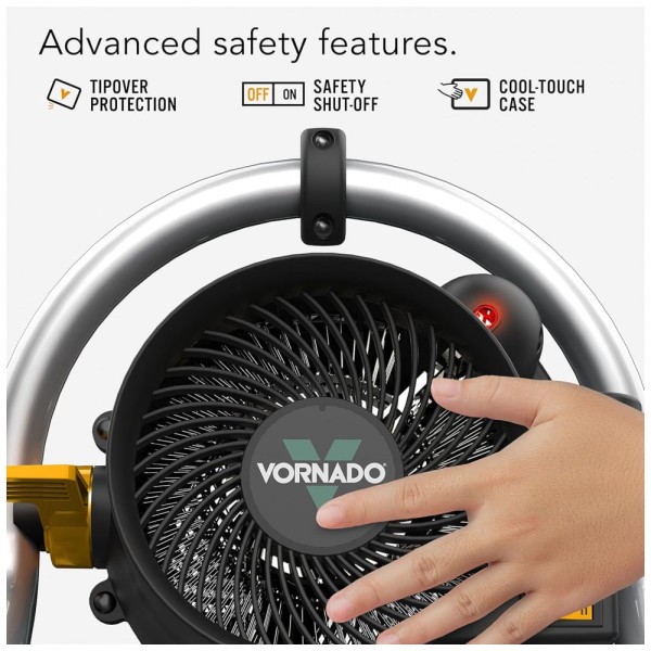 Encontraproduto.com.br - Aquecedor para Área de Trabalho Ampla com Recursos Avançados de Segurança, 1500W, 110v, VORNADO Velocity HD, Preto
