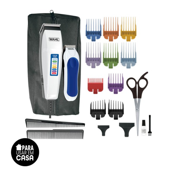 Encontraproduto.com.br - Combo Máquina de Cortar Cabelo e Aparador Wahl Color Code 9314-174850 Bivolt