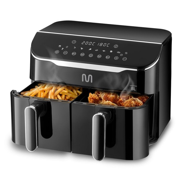 Encontraproduto.com.br - Air Fryer 8L Preta c/ 2 Gavetas 2500w-220v Multi - GO220OUT [Remanufaturado com garantia]
