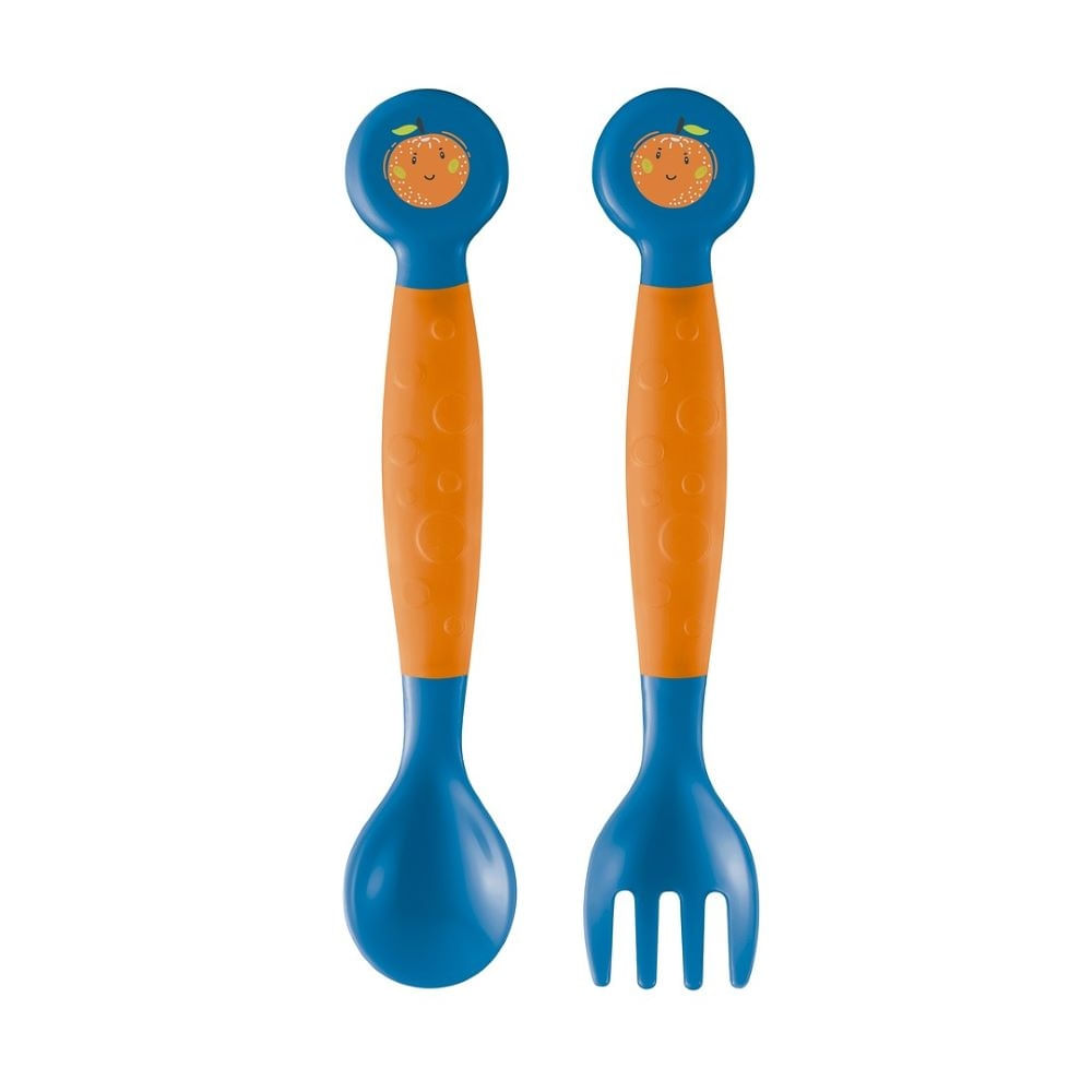 Garfo e Colher Flexíveis Funny Meal Laranjito Multikids Baby - BB1140OUT [Reembalado]