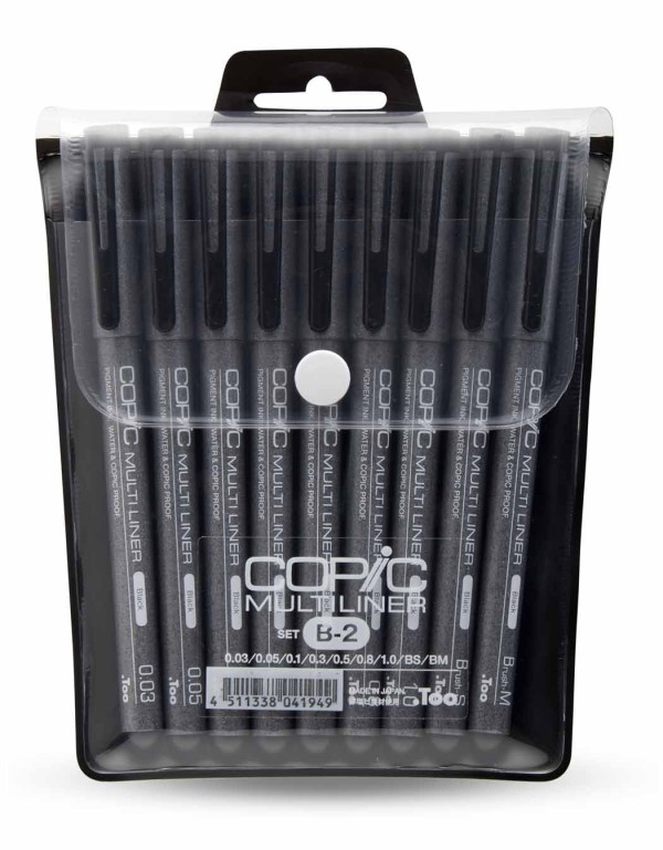 Caneta Nankin Multiliner Estojo com 9 Unidades Set B-2 Copic