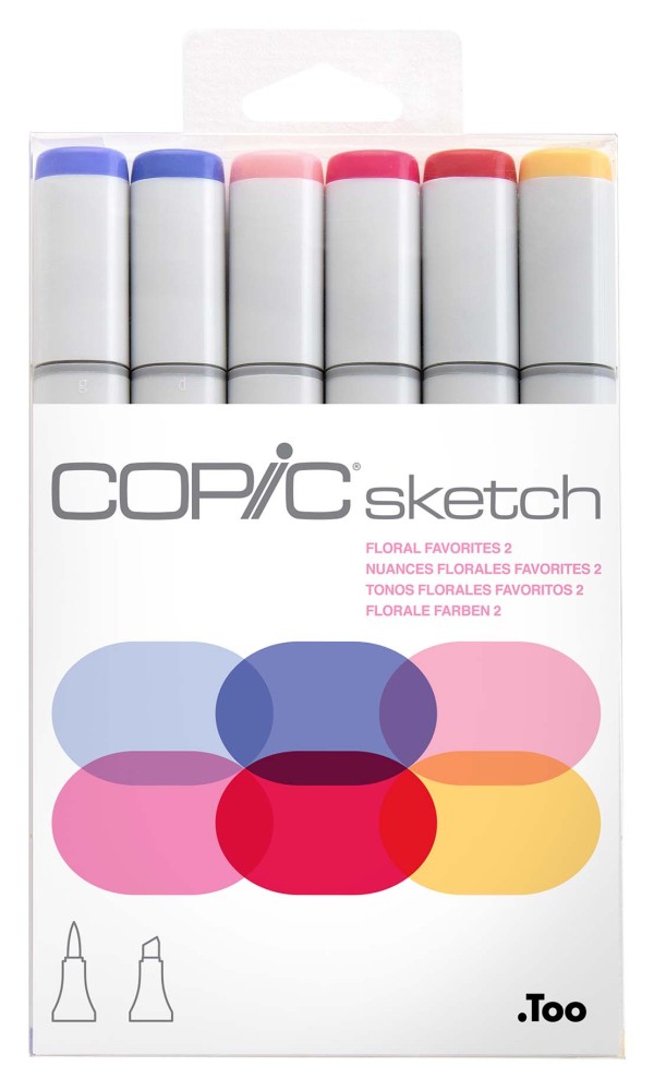 Encontraproduto.com.br - Marcador Copic Sketch Floral Favorites 2 Estojo com 6 Cores