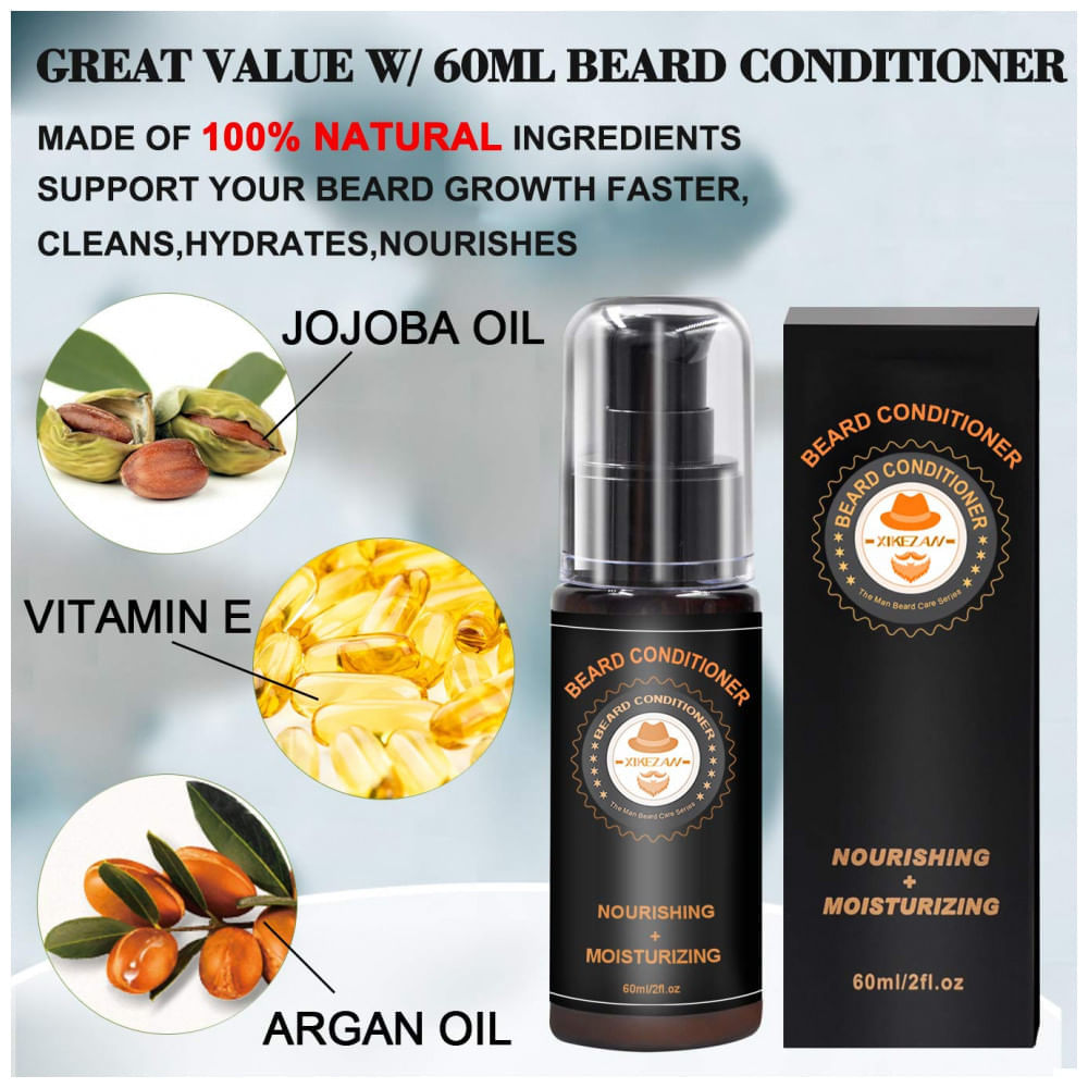 Kit para Barba Profissional Portátil com Cera e Pente, 8 Itens, XIKEZAN , Preto
