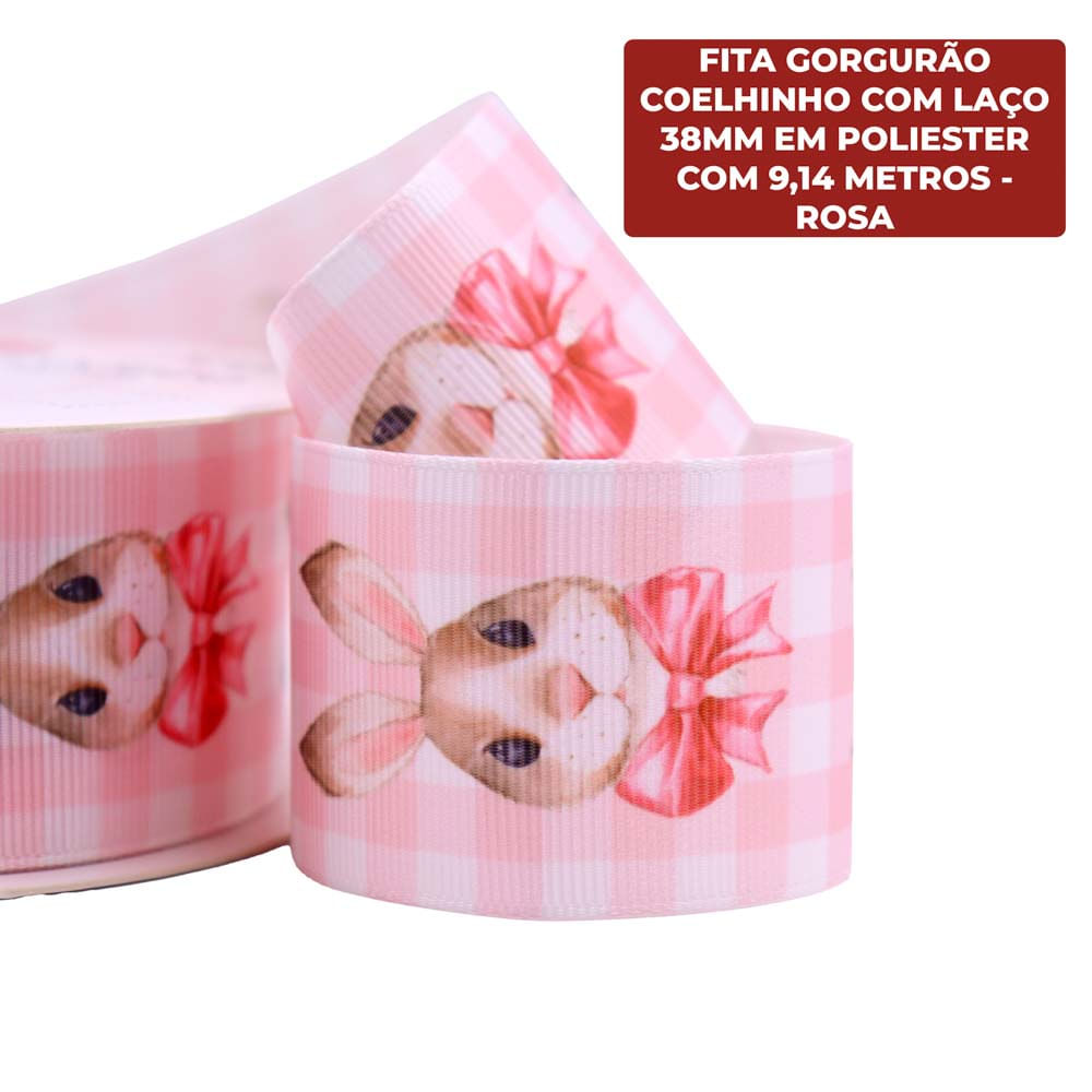 Encontraproduto.com.br - Fita Gorgurão Coelhinho Com Laço  38Mm Em Poliester Com 9,14 Metros