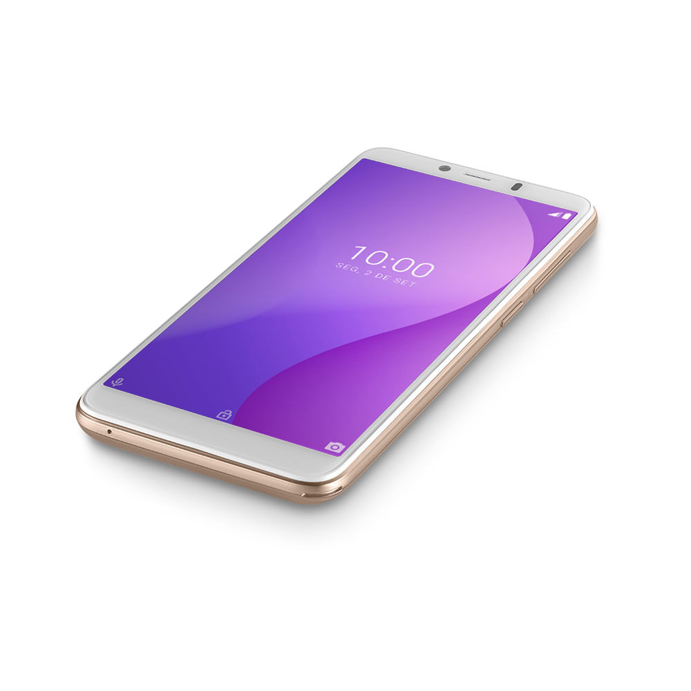 Encontraproduto.com.br - Smartphone Multilaser G 4G 32GB Tela 5.5 Processador Octa Core Sensor de Digitais Android 9.0 GO Dourado - P9133OUT [Reembalado]