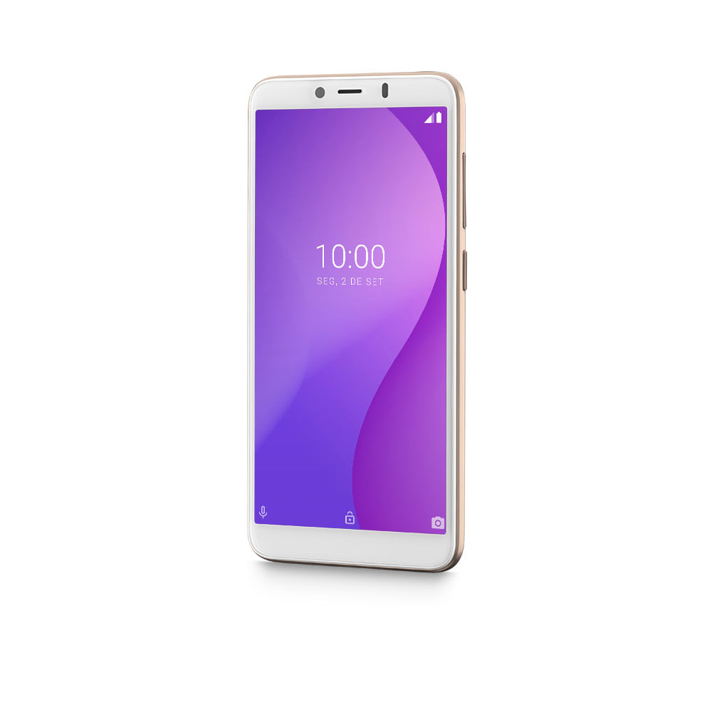 Encontraproduto.com.br - Smartphone Multilaser G 4G 32GB Tela 5.5 Processador Octa Core Sensor de Digitais Android 9.0 GO Dourado - P9133OUT [Reembalado]