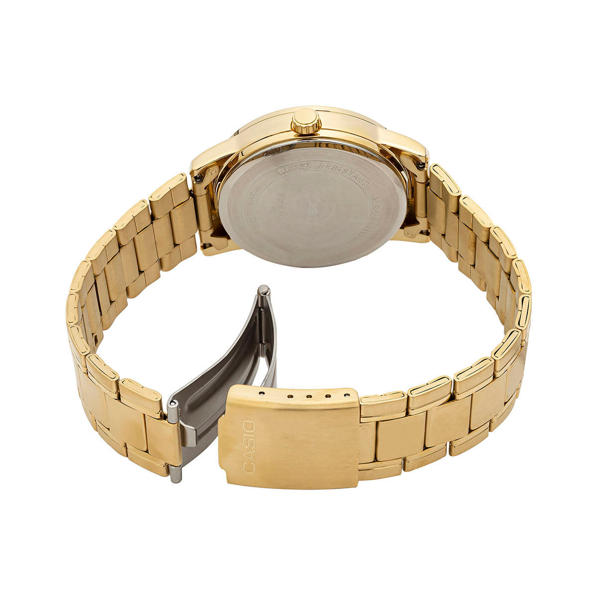 Encontraproduto.com.br - Relógio De Pulso Casio Mtp-v002 Com Corria De Aço Inoxidável Cor Dourado - Fondo Preto