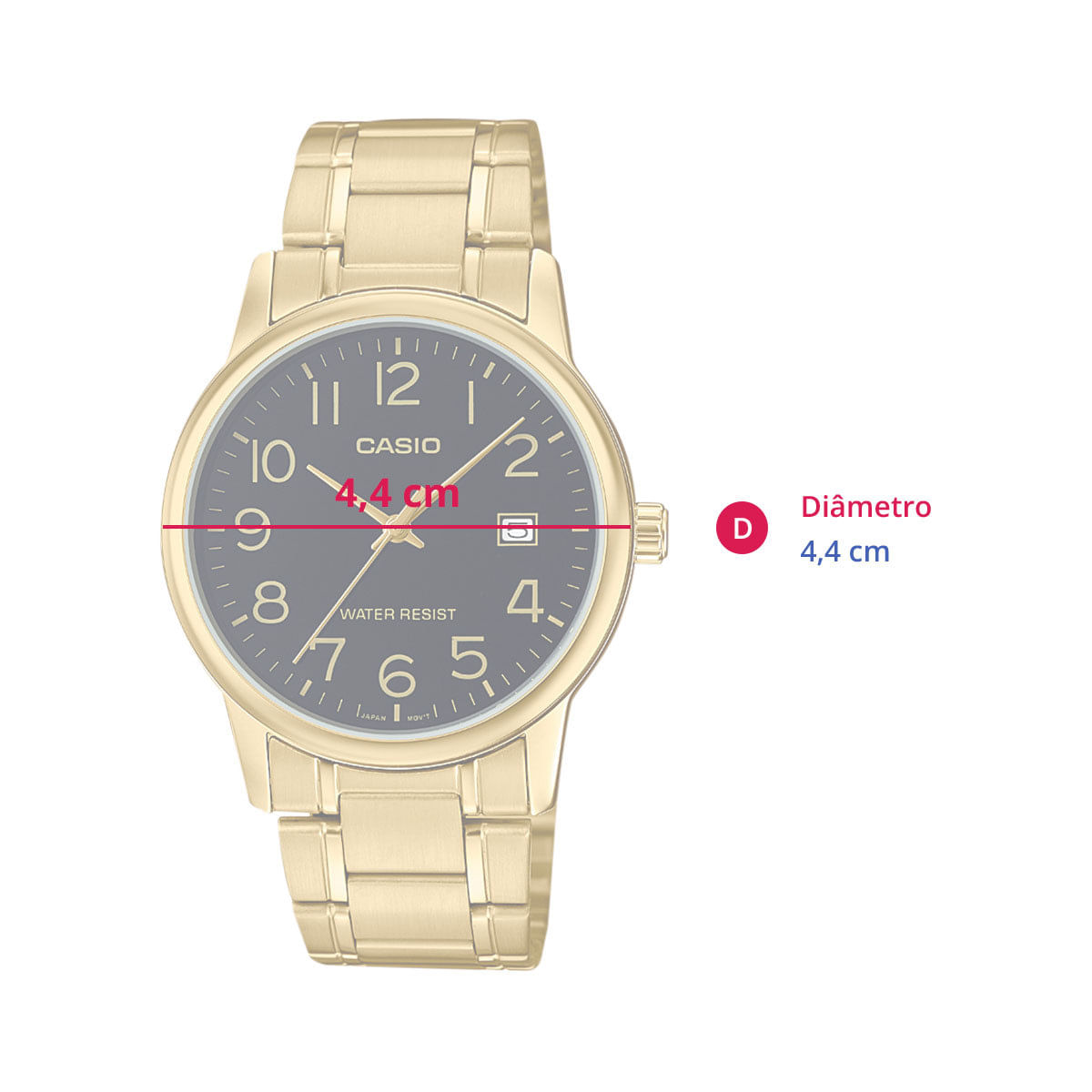 Encontraproduto.com.br - Relógio De Pulso Casio Mtp-v002 Com Corria De Aço Inoxidável Cor Dourado - Fondo Preto
