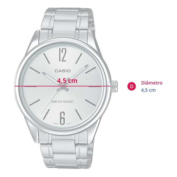 Encontraproduto.com.br - Relógio Casio Collection Unissex Prata Analógico MTP-V005D-7BUDF