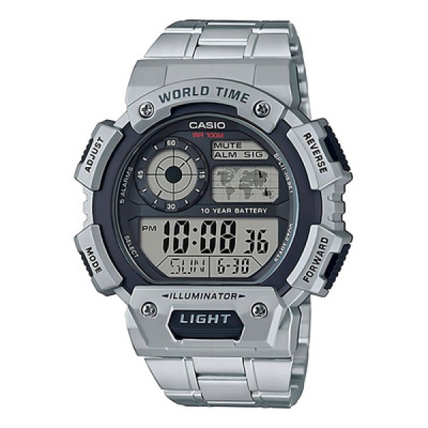 Encontraproduto.com.br - Relógio Casio Masculino Ref: Ae-1400whd-1avdf Prateado World Time