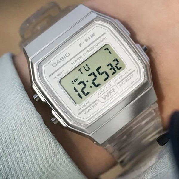 Encontraproduto.com.br - Relógio Casio Standard Digital Unissex F-91WS-7DF Transparente