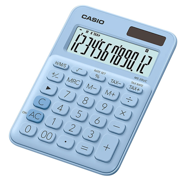 Encontraproduto.com.br - Calculadora de Mesa 12 Digitos MS20UC AZUL Claro Casio