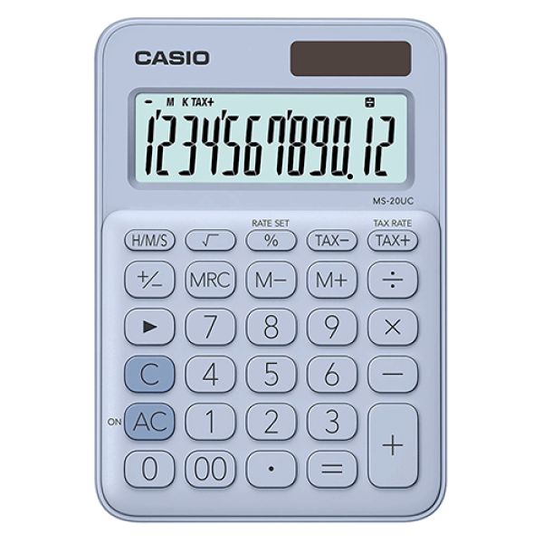 Encontraproduto.com.br - Calculadora de Mesa 12 Digitos MS20UC AZUL Claro Casio