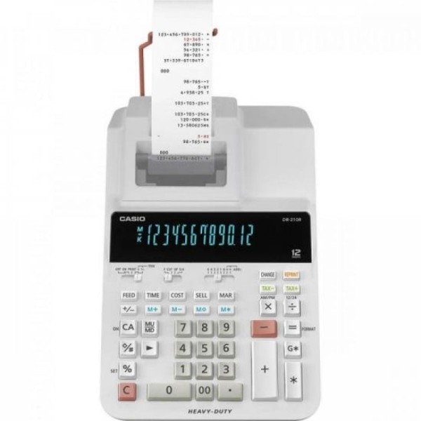 Encontraproduto.com.br - Calculadora com Bobina DR-210R WE Branca CASIO