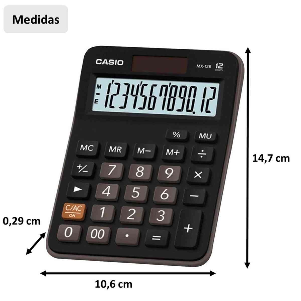Encontraproduto.com.br - Calculadora de Mesa Casio, 12 Dígitos, Preta - MX-12B-W4-DC