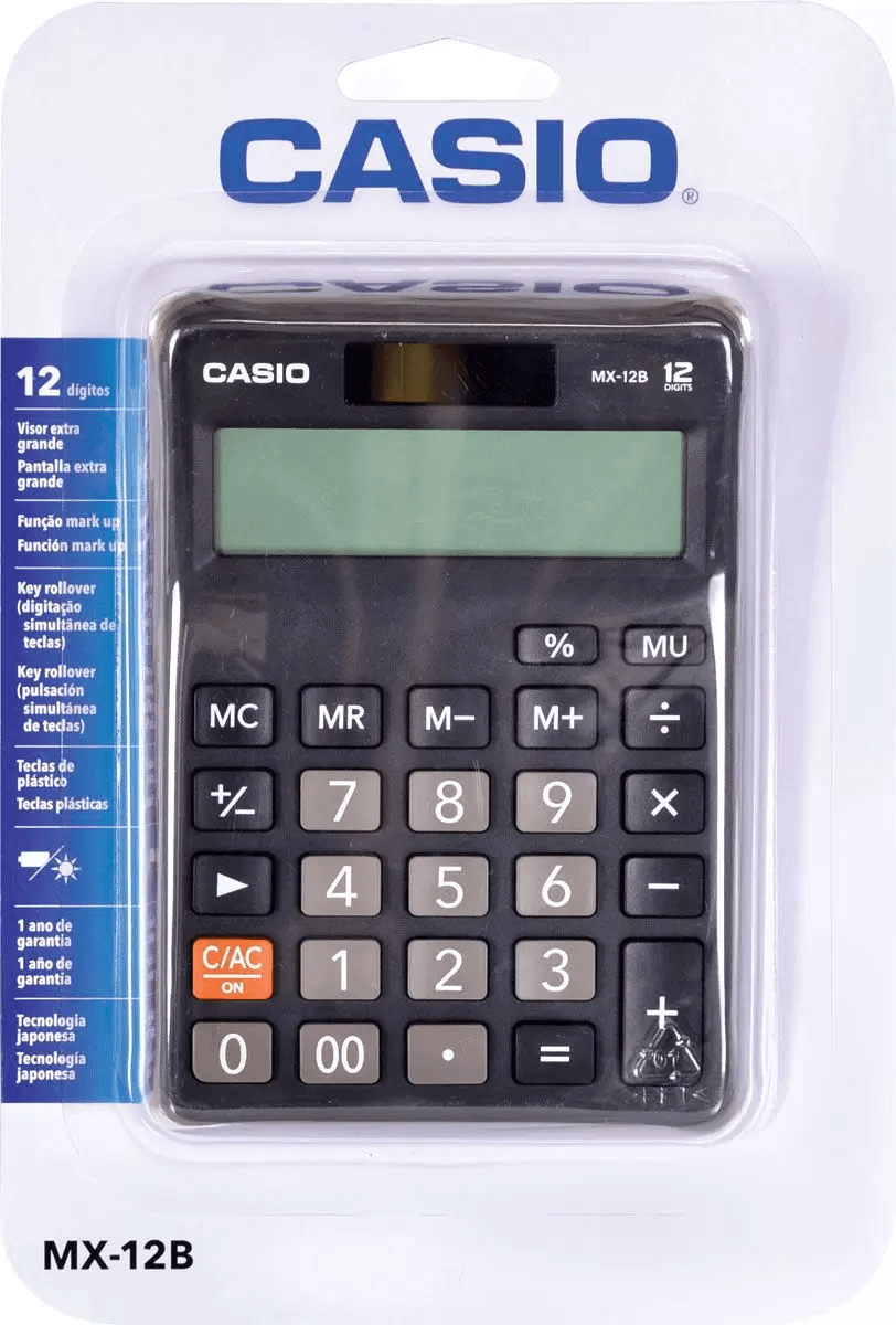 Encontraproduto.com.br - Calculadora de Mesa Casio, 12 Dígitos, Preta - MX-12B-W4-DC