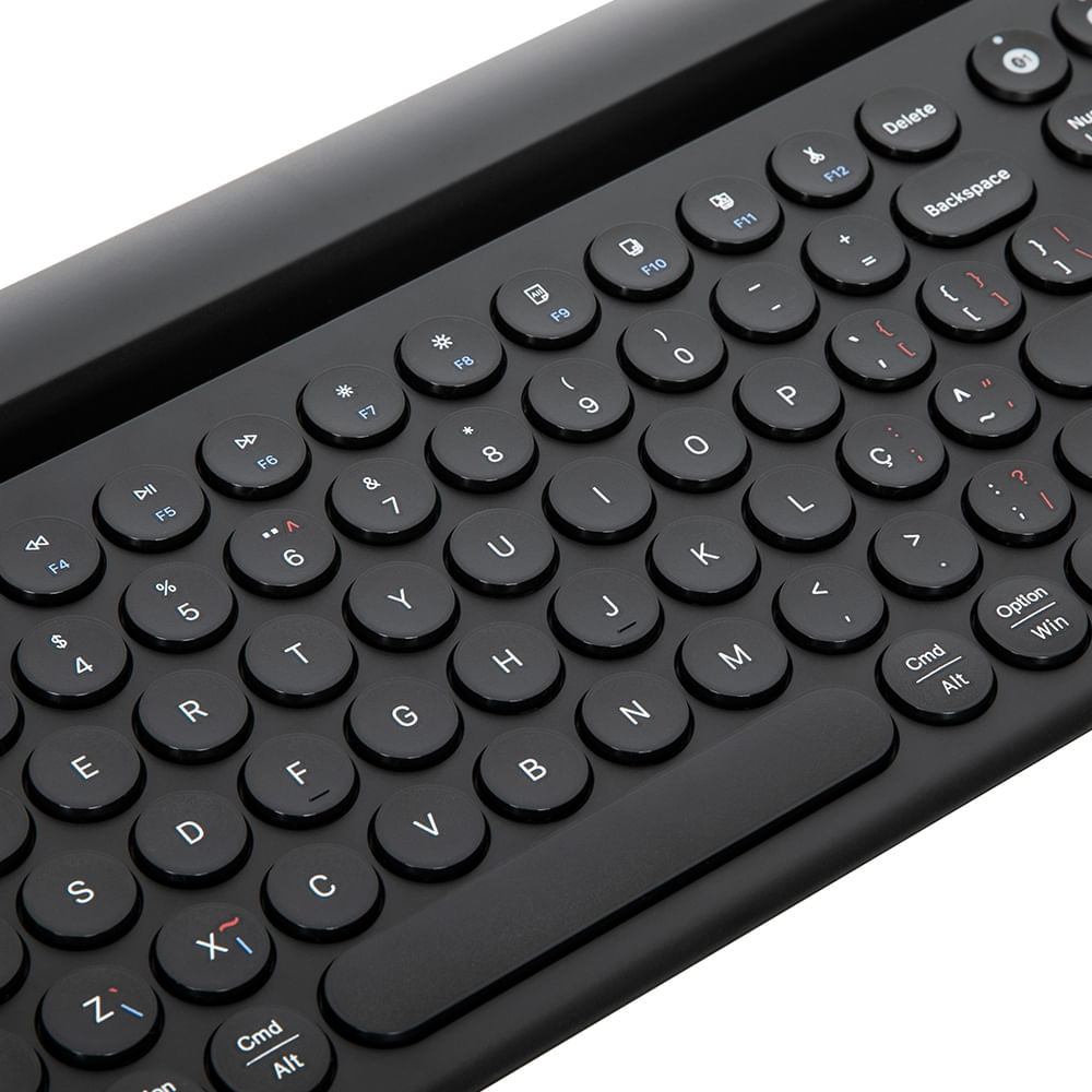 Encontraproduto.com.br - Teclado Sem Fio Apoio Para Tablet Antimicrobiano Dual Mode Bluetooth 5.1 até 3 Dispositivos Targus - AKB867OUT [Reembalado]