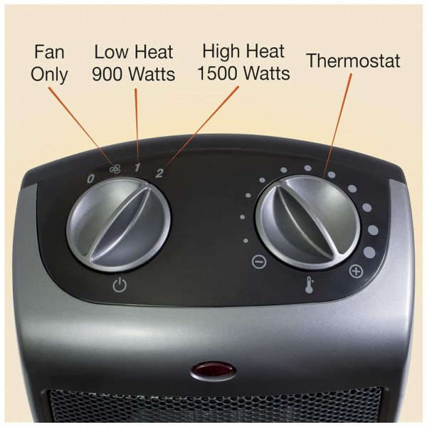 Encontraproduto.com.br - Aquecedor Cerâmico Portátil com Interruptor de Segurança de Ponta, 1500W, 110V, LASKO 754201, Cinza