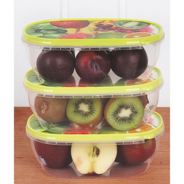 Conjunto 3 Potes Decorados Frutas São Bernardo