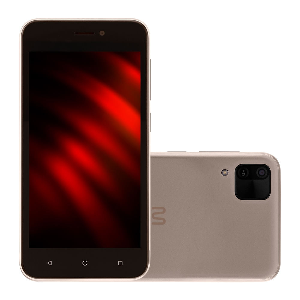 Encontraproduto.com.br - Smartphone Multilaser E 2 3G 32GB Wi-Fi Tela 5 pol. Dual Chip 1GB RAM Android 11 (Go edition) Processador Quad Core - Dourado - P9149X [Reembalado]