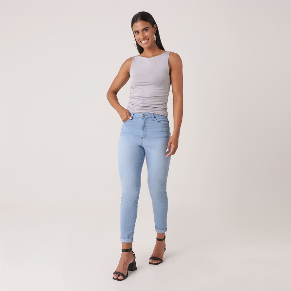 Encontraproduto.com.br - Blusa Sem Manga Franzidos Laterais Cinza - Urbano